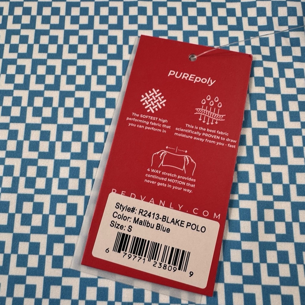 Redvanly Blue White Pattern Performance Golf Polo… - image 5